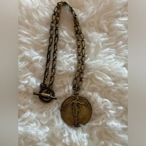 French Kande Angel of Mercy Coin Necklace